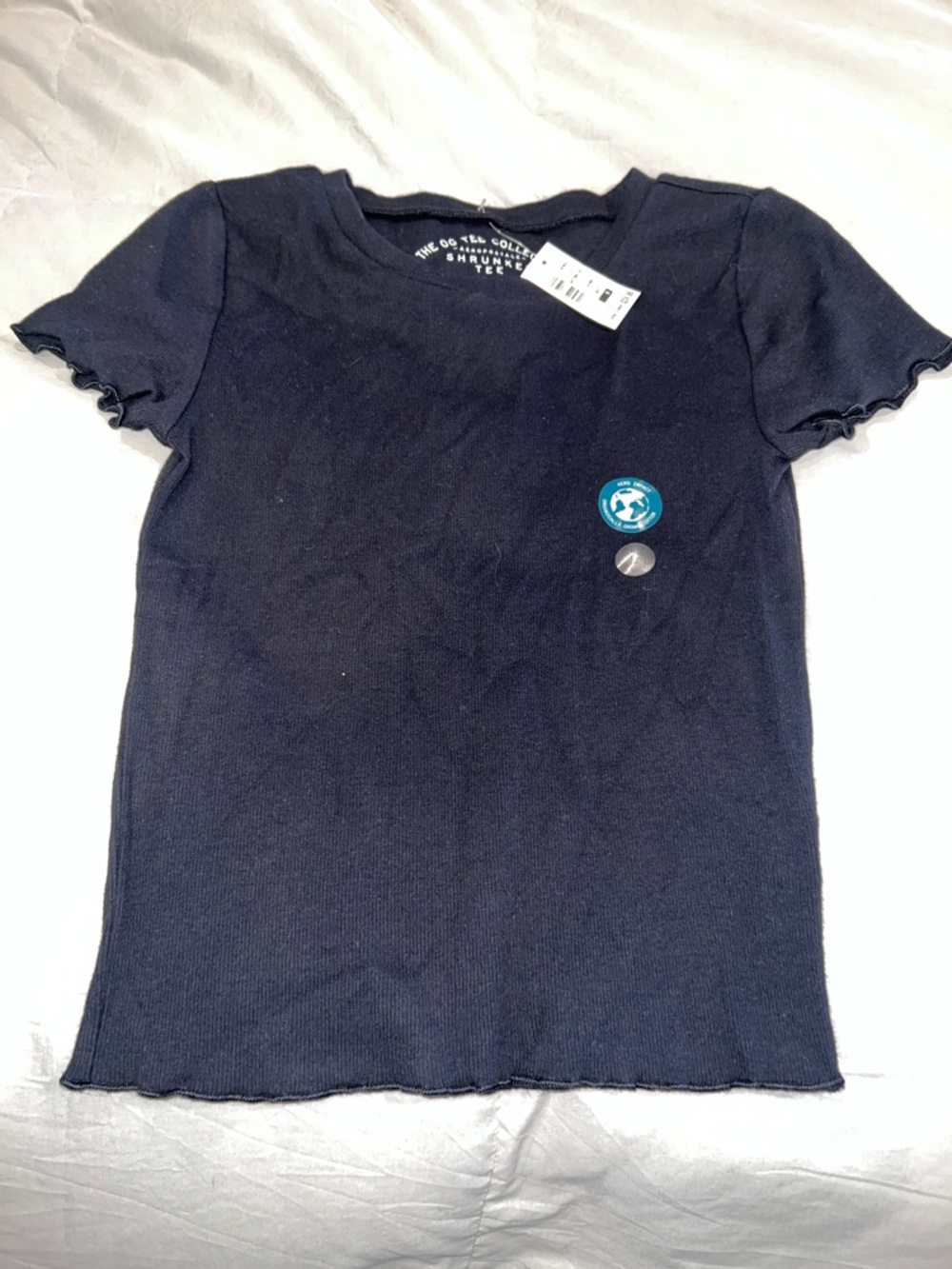 Aeropostale black Ribbed Short Sleeve Tee with Lettuce Edge